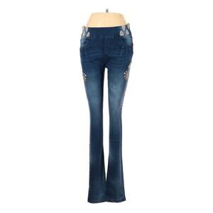 Blueberry Boho skinny Cut Denim Jeans Mid Rise